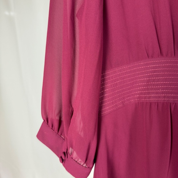 Banana Republic Women's Chiffon Burgundy Dress, Party, Wedding Guest, NWT Sz 14 - Picture 4 of 12